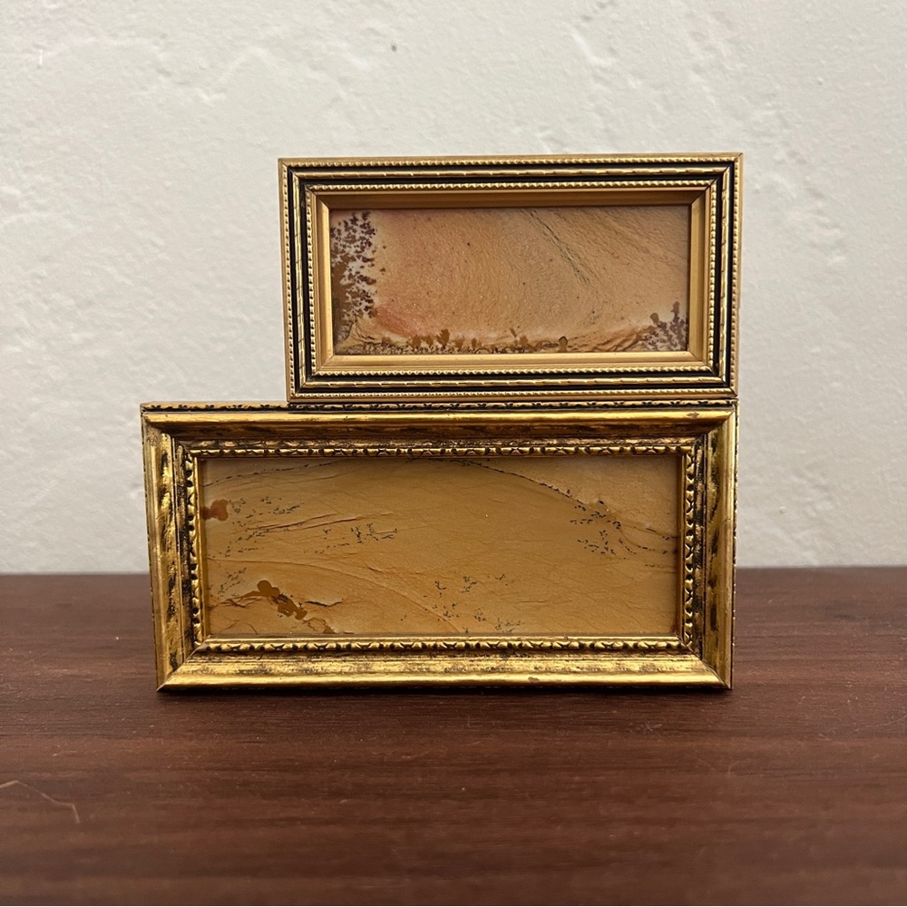 Vintage Gilded Framed Picture Jasper Stone Landscape Art Rock Marfa Texas curio - Picture 14 of 14